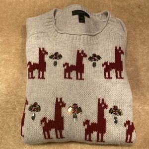 Jcrew Holiday Embellished Lama Sweater - Size M
